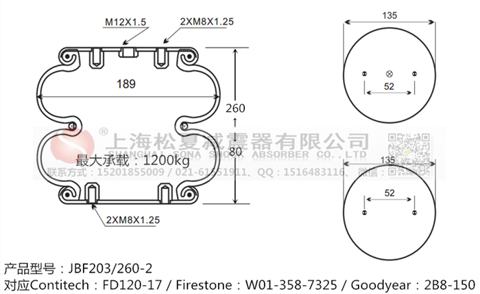 JBF203/260-2橡膠<a href='http://shyhbgc.com/' target='_blank'><u>空氣彈簧</u></a>