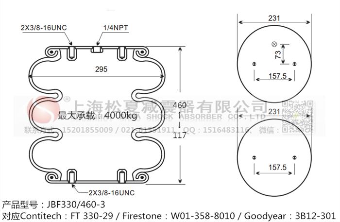 JBF330/460-3橡膠<a href='http://shyhbgc.com/' target='_blank'><u>空氣彈簧</u></a>